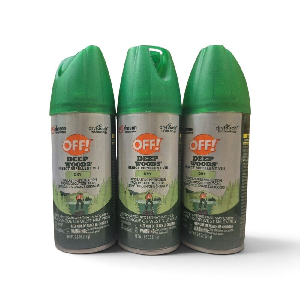 Off! Deep Woods Dry Insect Repellent 2.5oz Travel Size Bug Spray Lot of 3 cans